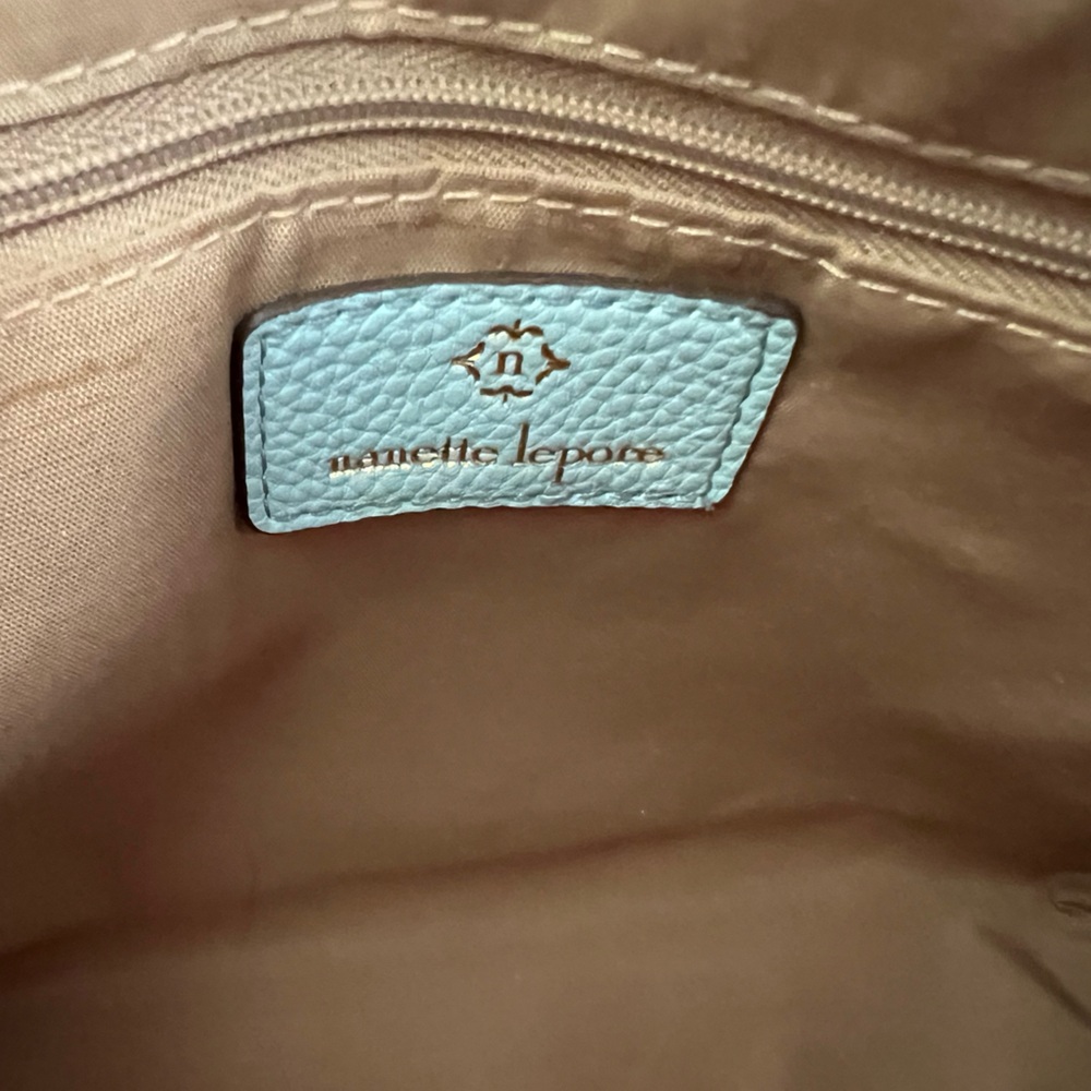Nanette Lepore Light Blue and Natural Woven Crossbody Bag - Picture 4 of 10